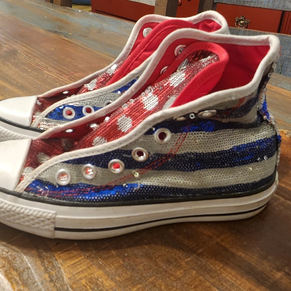 Converse Chuck Taylor Hightops with American Flag sequins